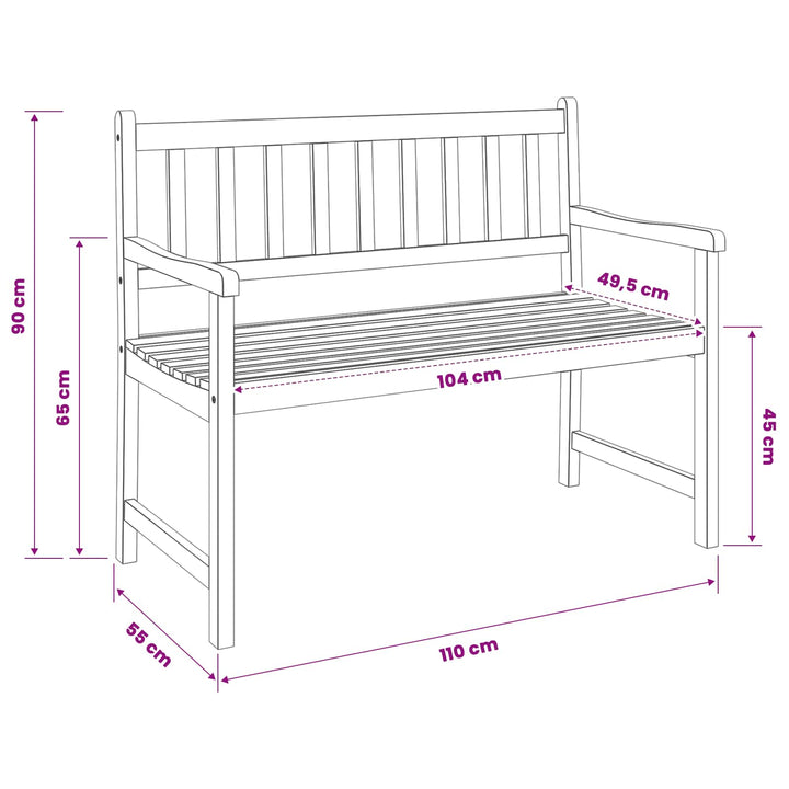 Trädgårdsbänk 2-Antal Sittplatser 110 X 55 X 90 Cm