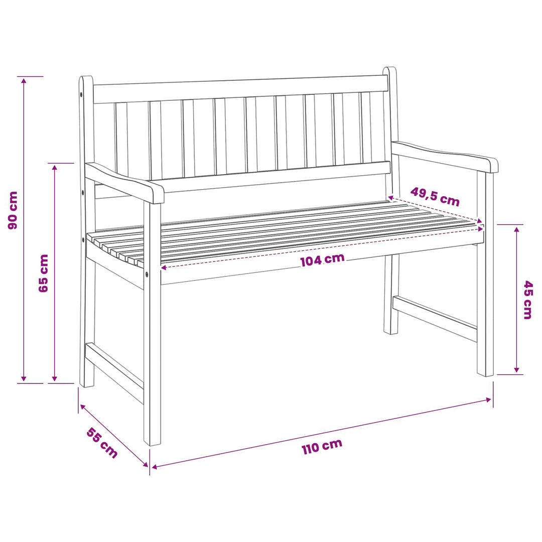 Trädgårdsbänk 2-Antal Sittplatser 110 X 55 X 90 Cm