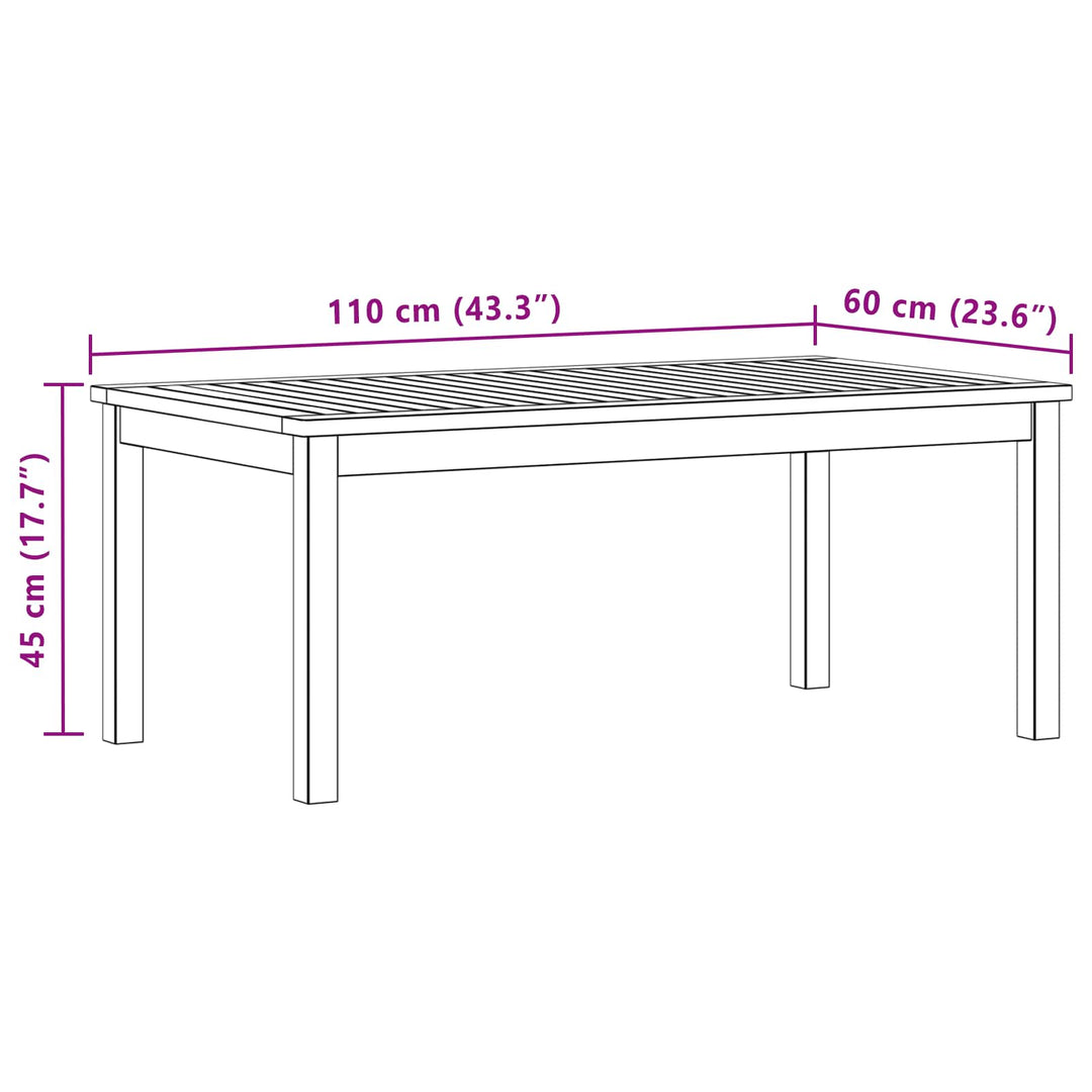 Kaffeebord Ljus Akacia 110 X 60 X 45 Cm Massivt Akaciaträ
