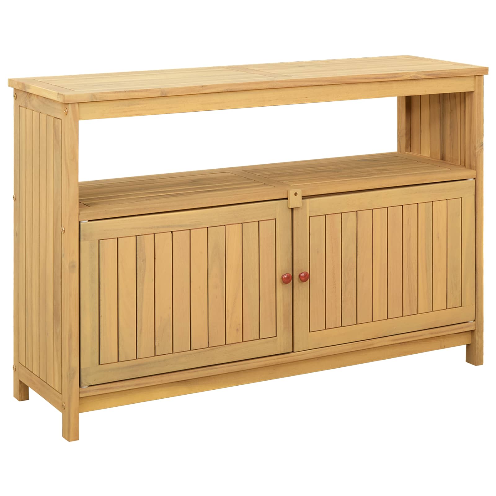 Trädgårdskonsolbord Med Lagring Ljus Akacia 110 X 35 X 75 Cm