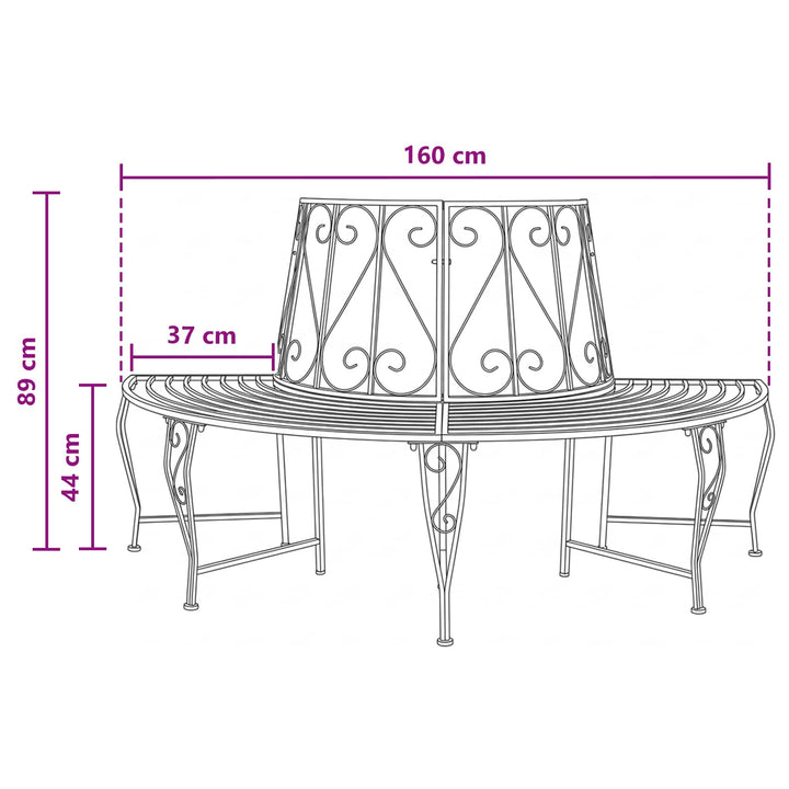 Trädbänk 4-Antal Sittplatser 160 X 80 X 89 Cm Stål Svart