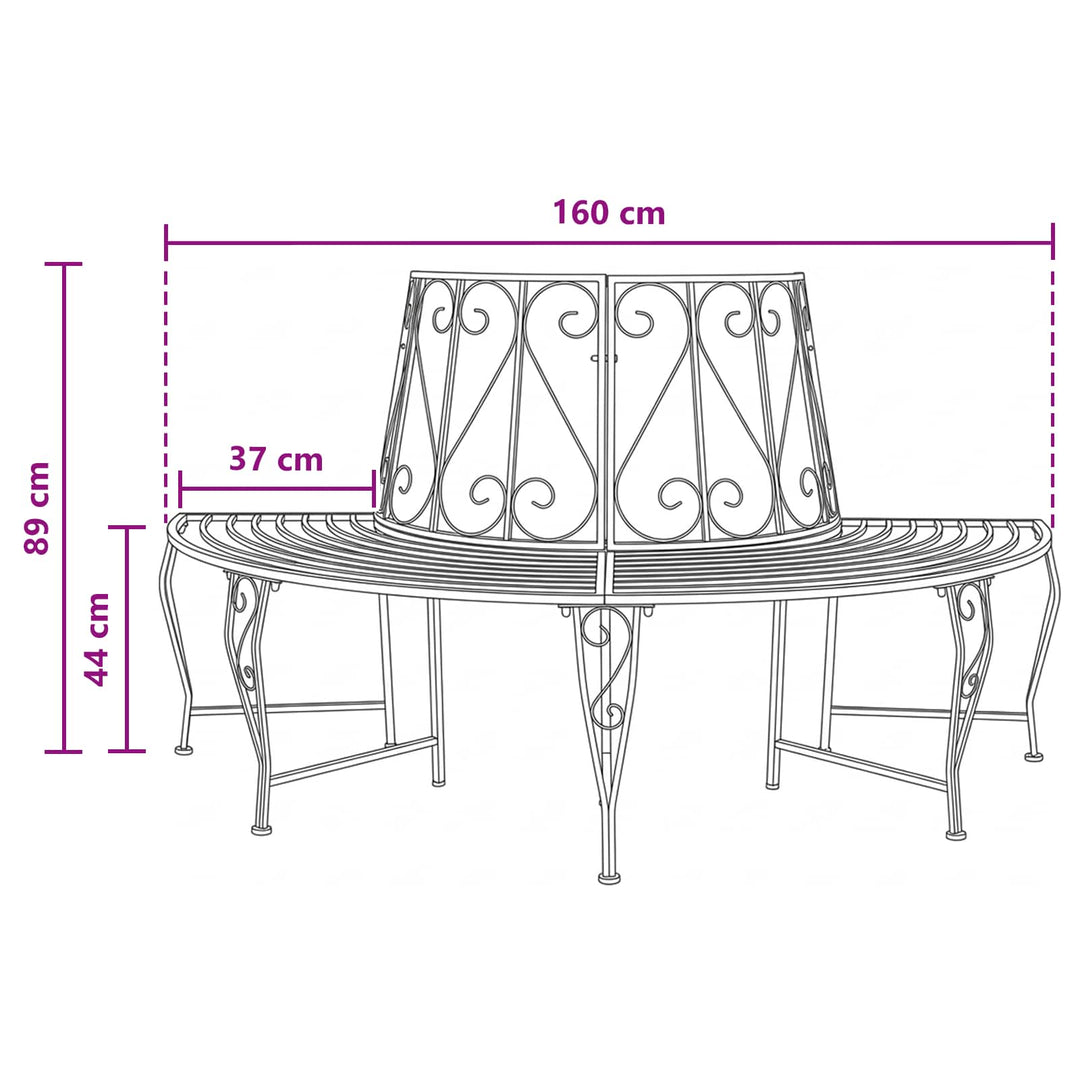 Trädbänk 4-Antal Sittplatser 160 X 80 X 89 Cm Stål Svart