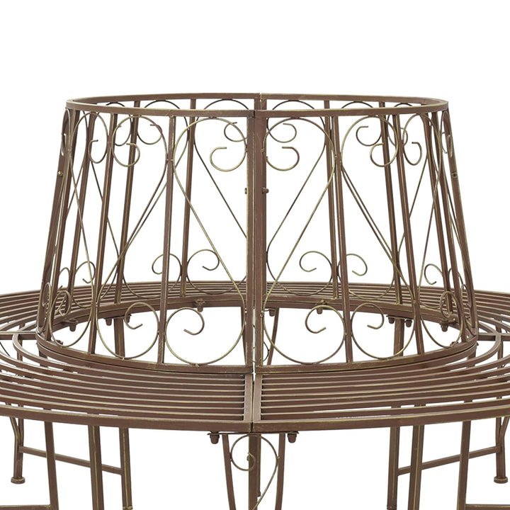 Trädbänk 8-Antal Sittplatser Ø 160 X 89 Cm Stål Antik Brun Rund