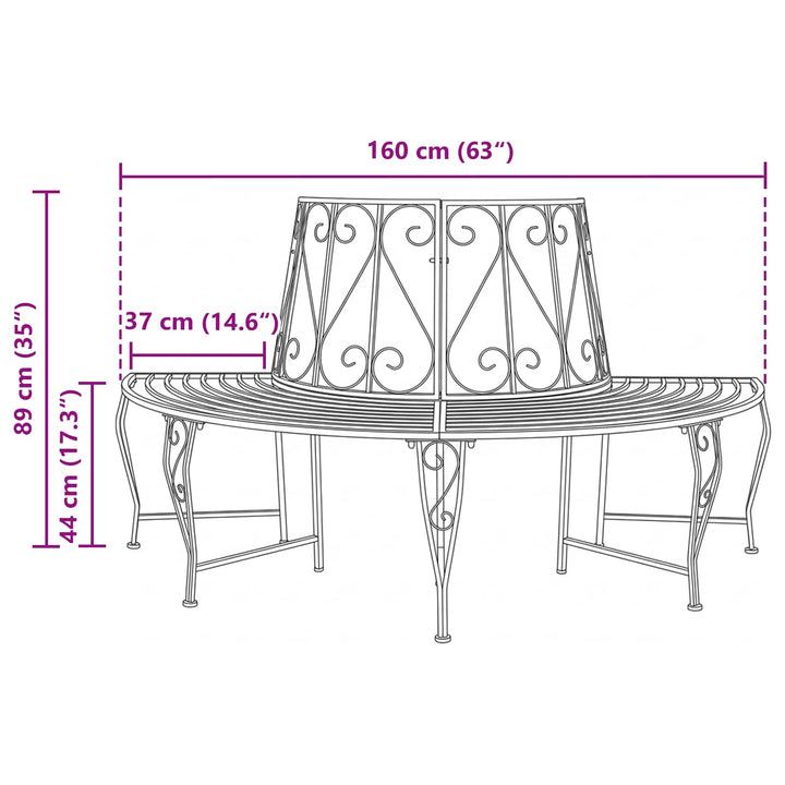 Trädbänk 4-Antal Sittplatser 160 X 80 X 89 Cm Stål Antikbrun