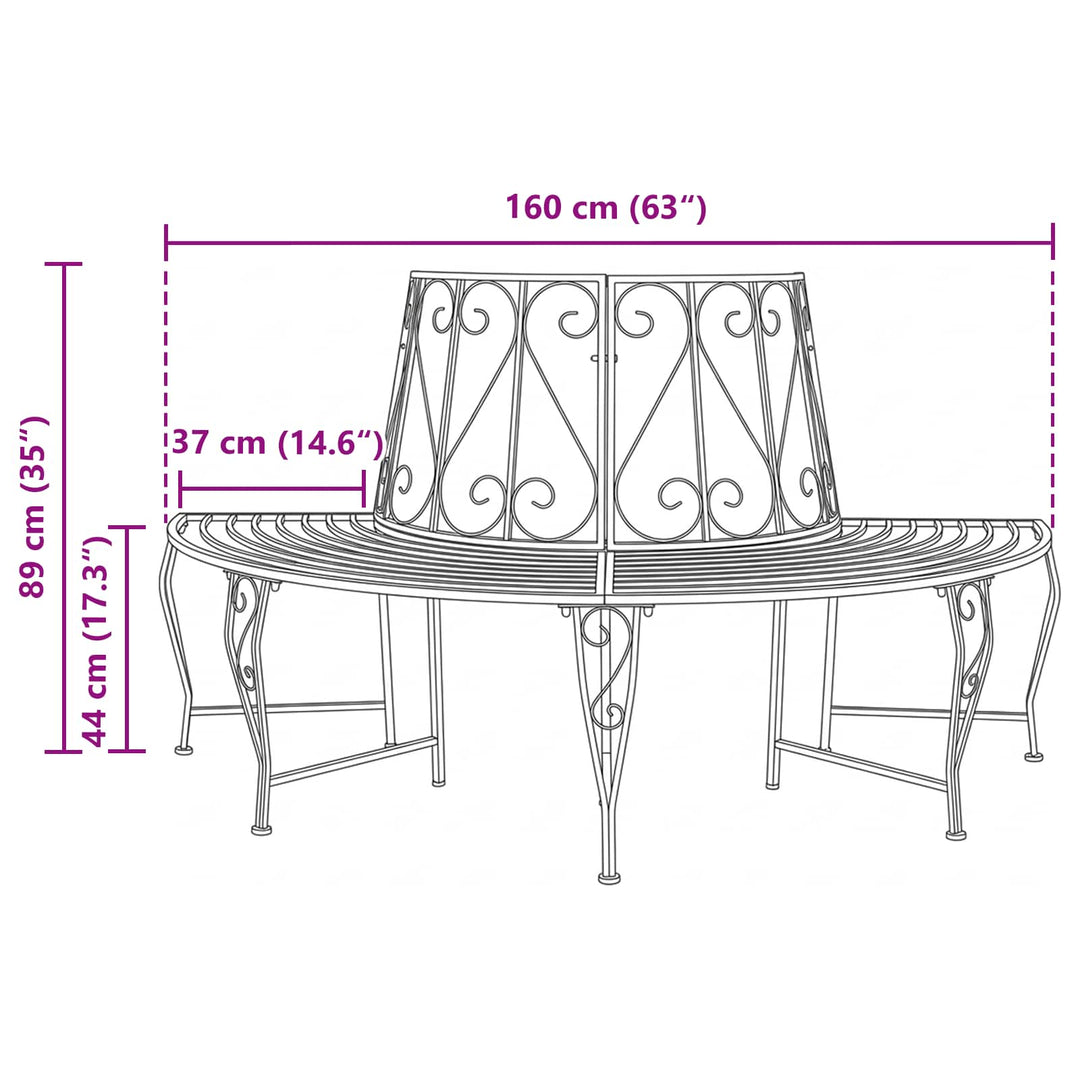 Trädbänk 4-Antal Sittplatser 160 X 80 X 89 Cm Stål Antikbrun