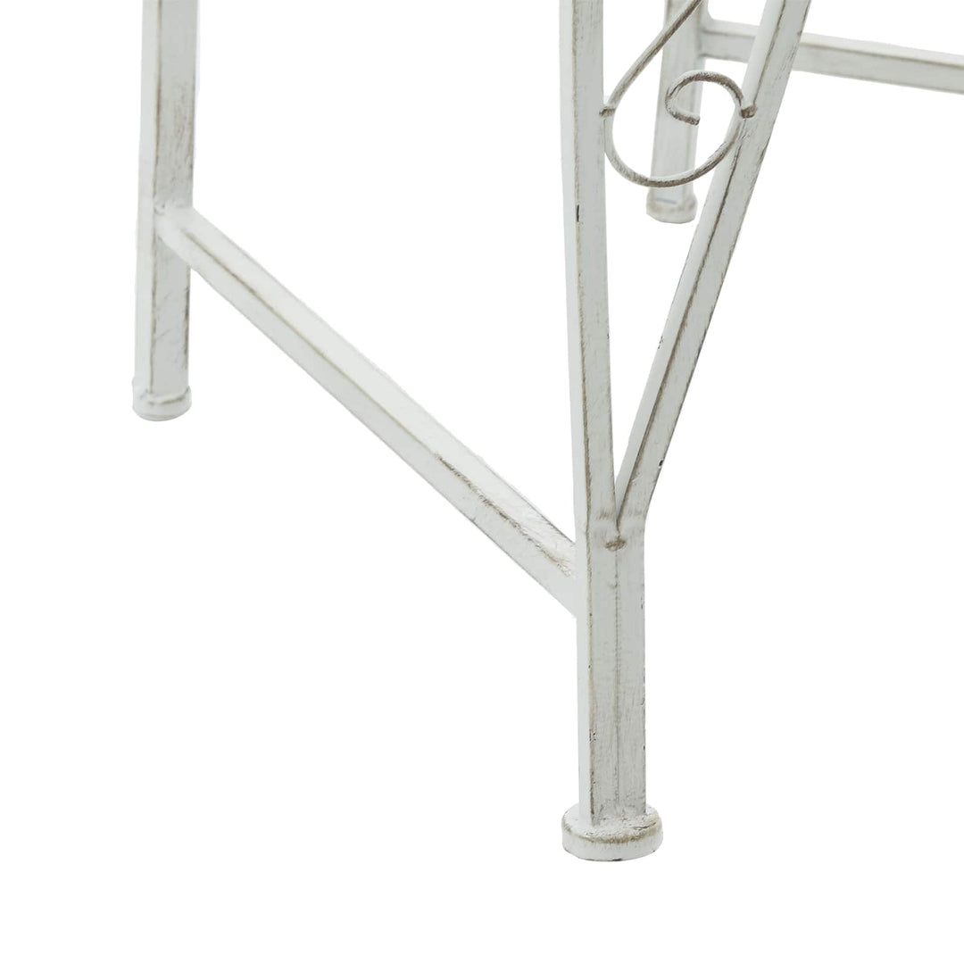 Trädbänk 8-Antal Sittplatser Ø 160 X 89 Cm Stål Antik Vit Rund