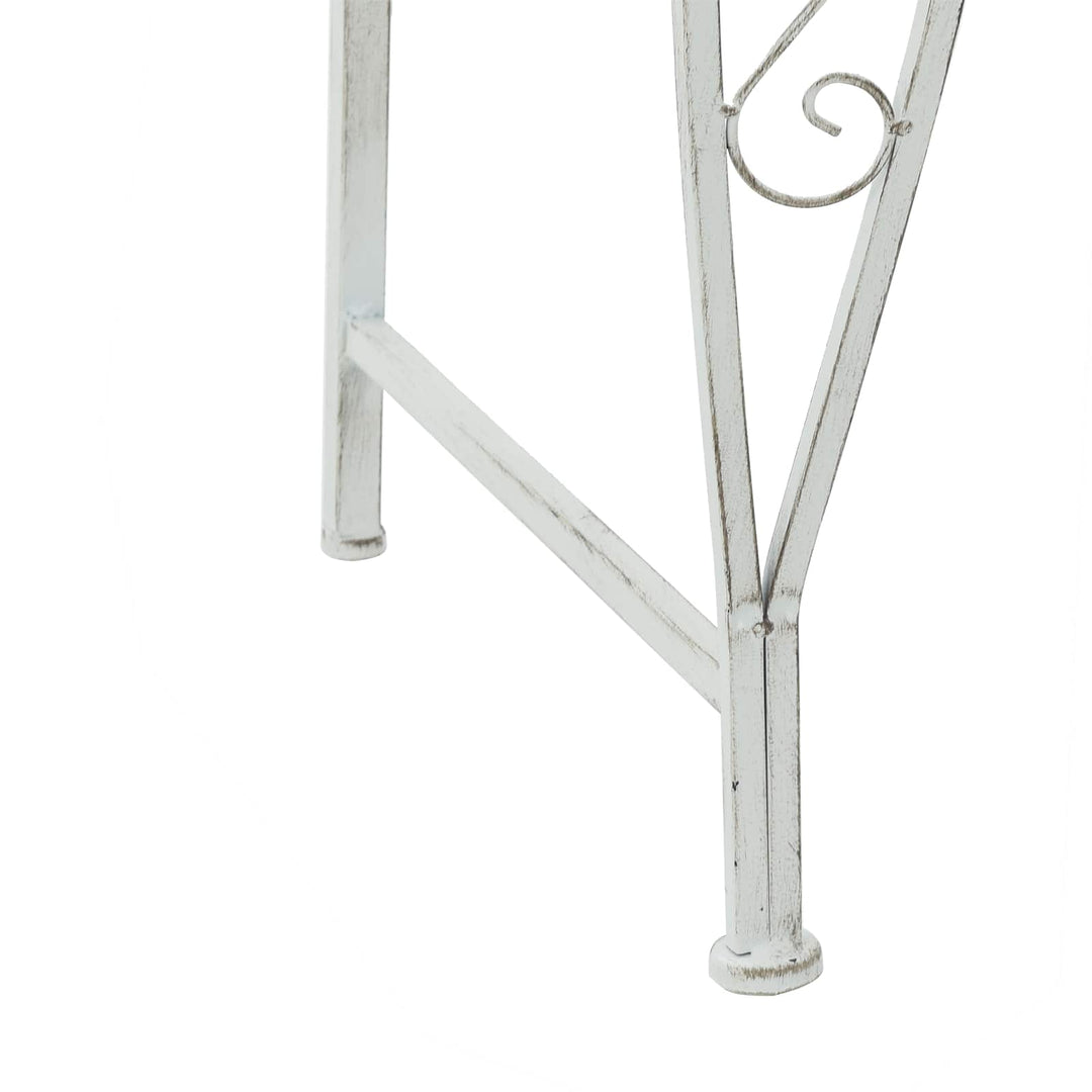 Trädbänk 4-Antal Sittplatser 160 X 80 X 89 Cm Stål Antik Vit