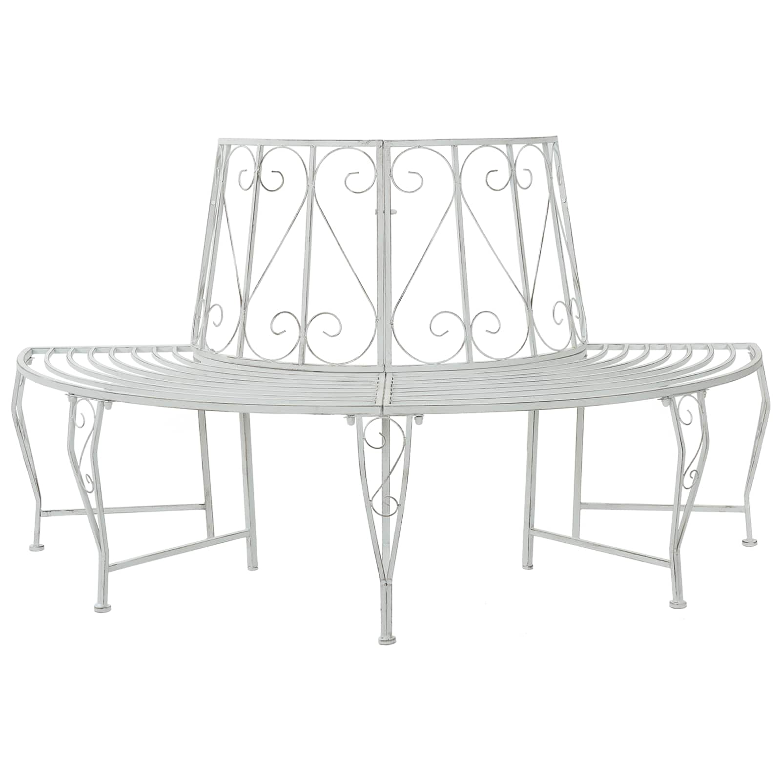 Trädbänk 4-Antal Sittplatser 160 X 80 X 89 Cm Stål Antik Vit