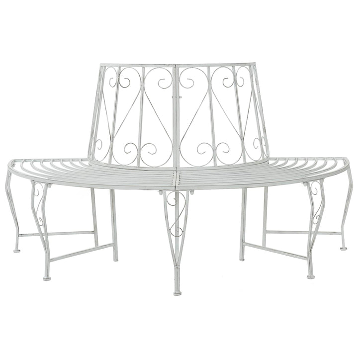 Trädbänk 4-Antal Sittplatser 160 X 80 X 89 Cm Stål Antik Vit