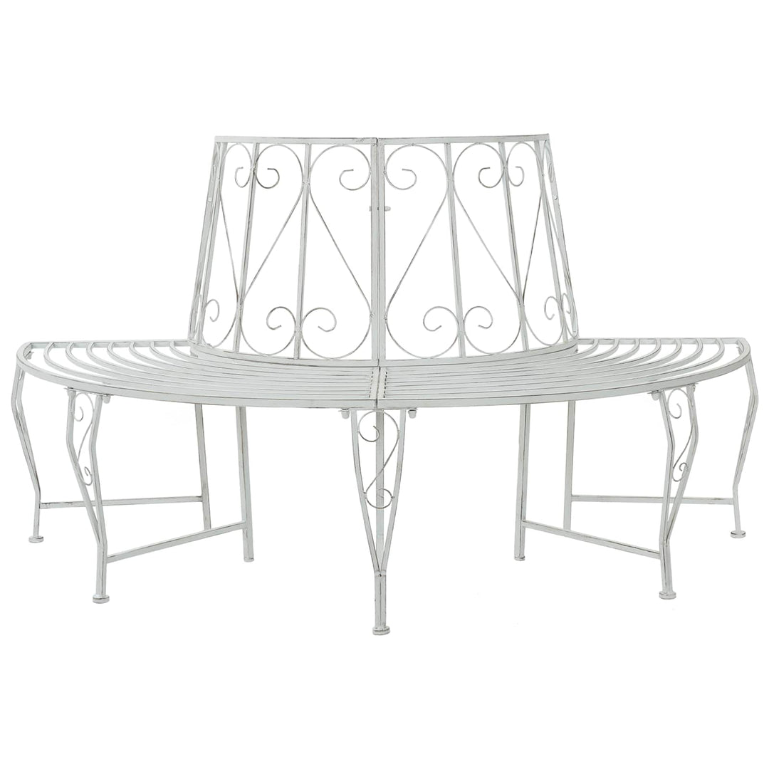 Trädbänk 4-Antal Sittplatser 160 X 80 X 89 Cm Stål Antik Vit