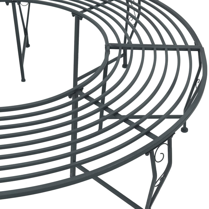 Trädbänk 8-Antal Sittplatser Ø 160 X 44 Cm Stål Silvergrå Rund