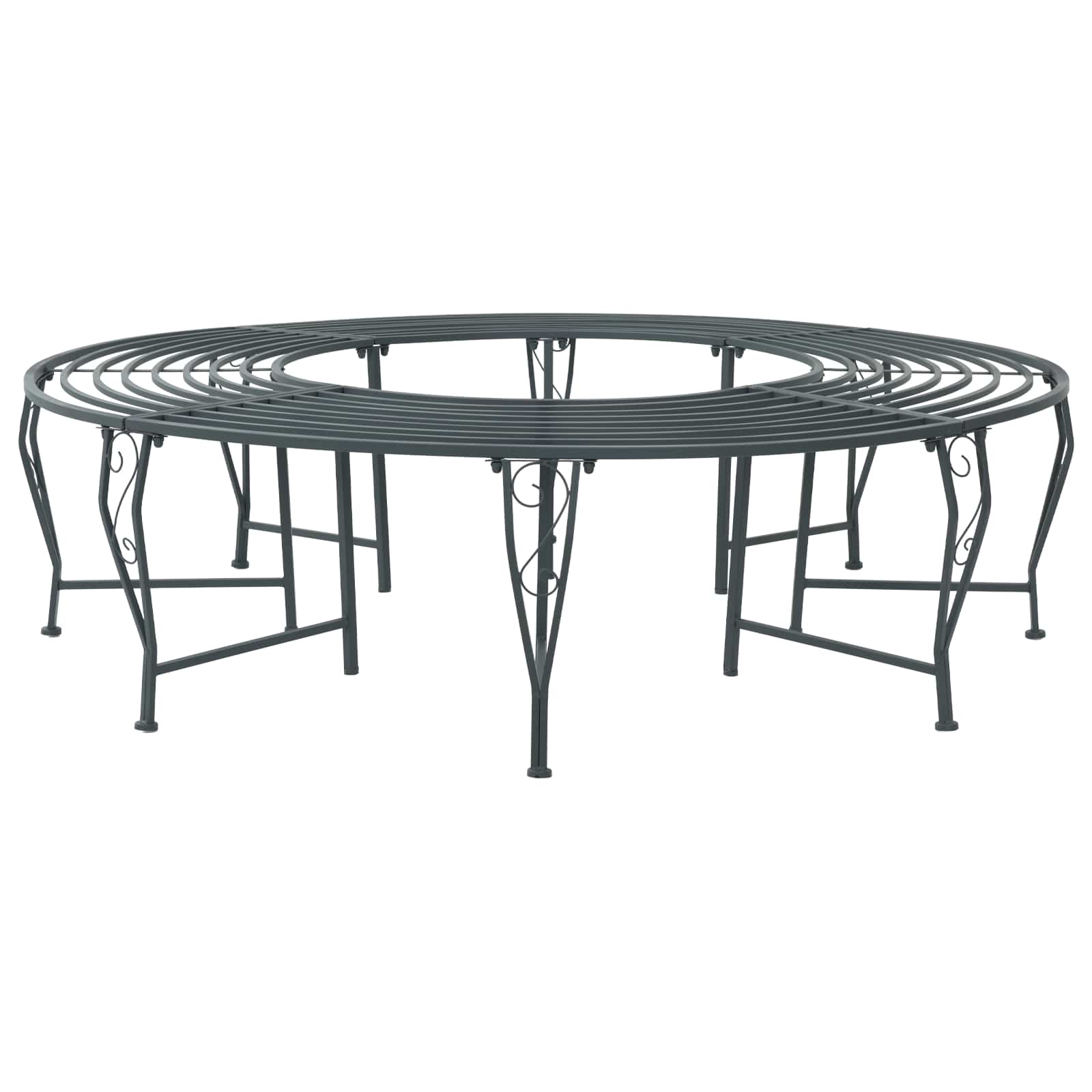 Trädbänk 8-Antal Sittplatser Ø 160 X 44 Cm Stål Silvergrå Rund