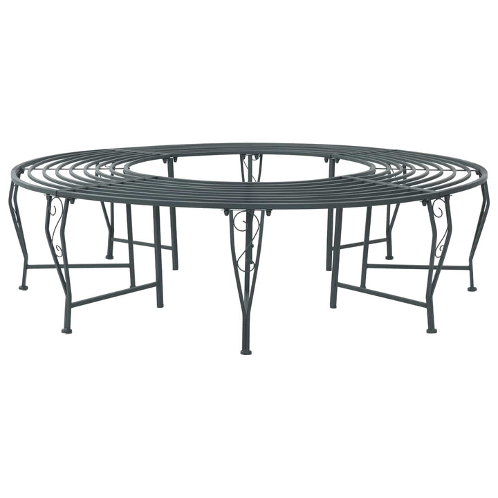 Trädbänk 8-Antal Sittplatser Ø 160 X 44 Cm Stål Silvergrå Rund
