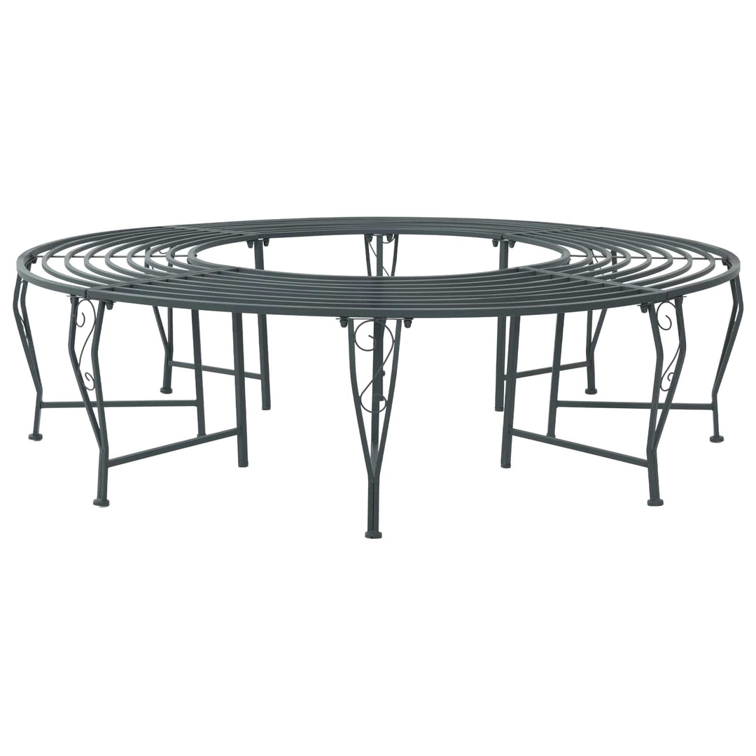 Trädbänk 8-Antal Sittplatser Ø 160 X 44 Cm Stål Silvergrå Rund