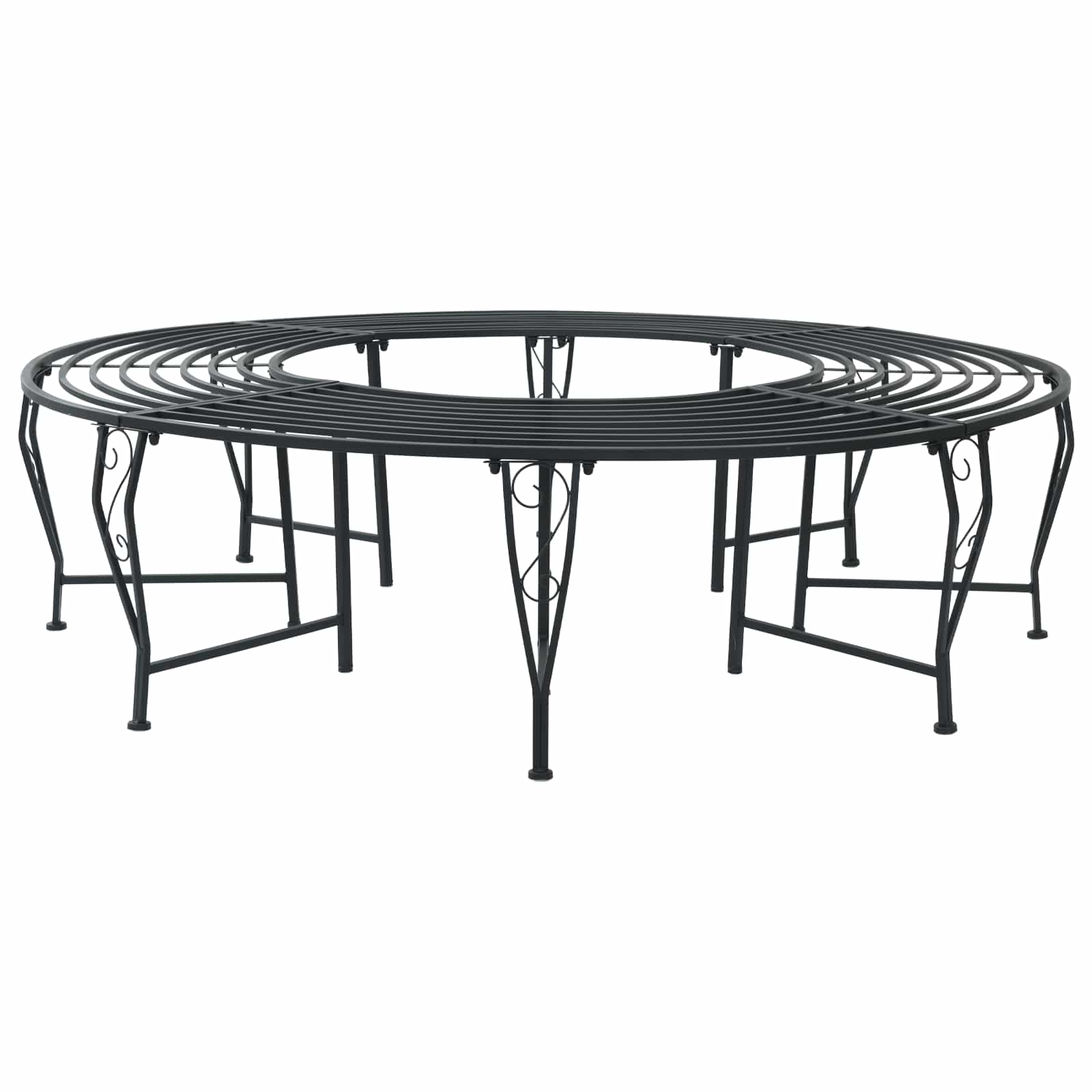 Trädbänk 8-Antal Sittplatser Ø 160 X 44 Cm Stål Svart Rund