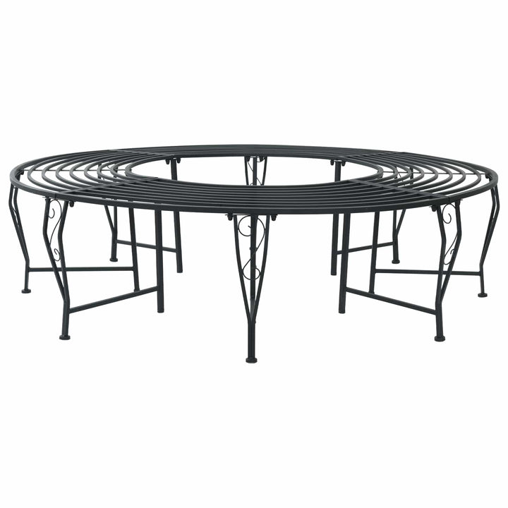 Trädbänk 8-Antal Sittplatser Ø 160 X 44 Cm Stål Svart Rund