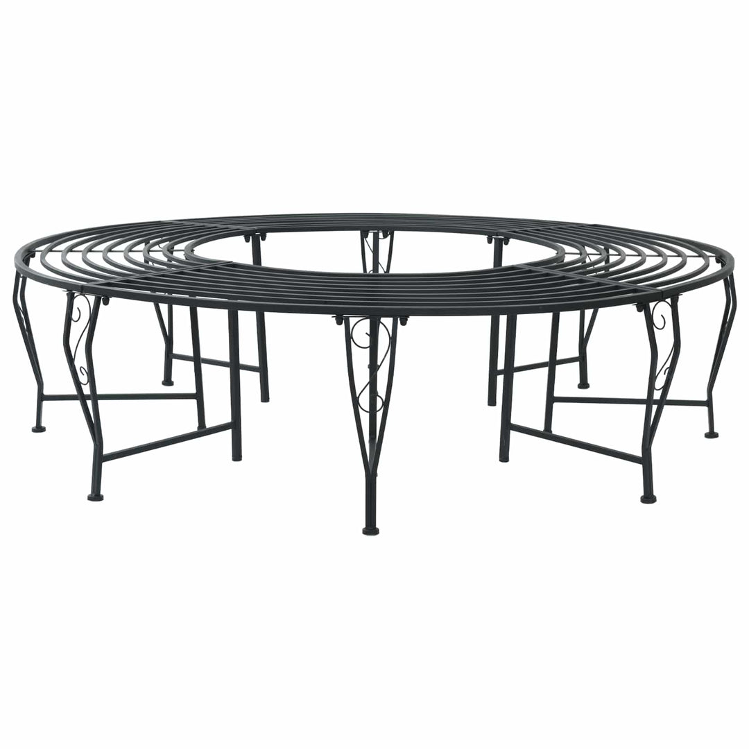 Trädbänk 8-Antal Sittplatser Ø 160 X 44 Cm Stål Svart Rund