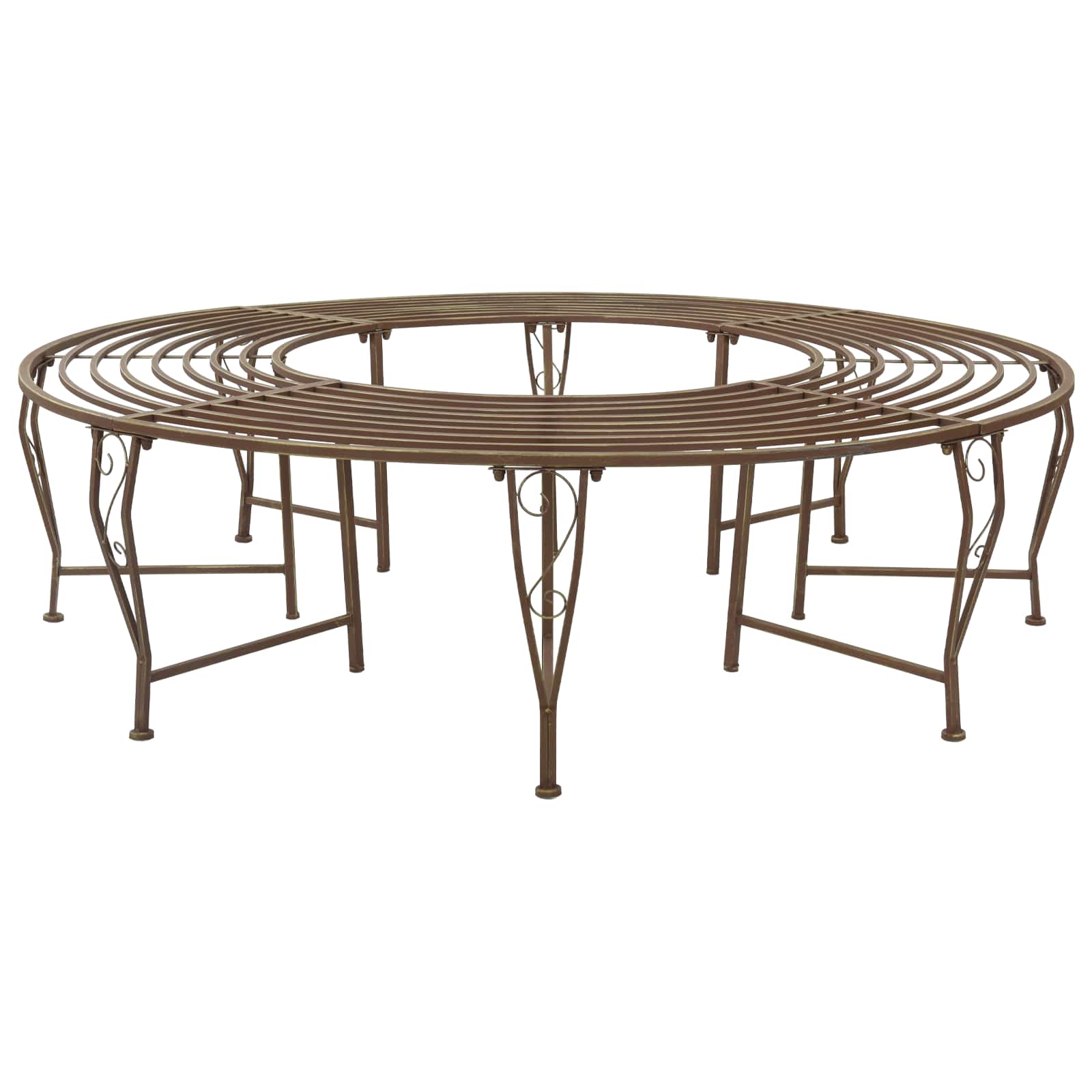 Trädbänk 8-Antal Sittplatser Ø 160 X 44 Cm Stål Antikbrun Rund
