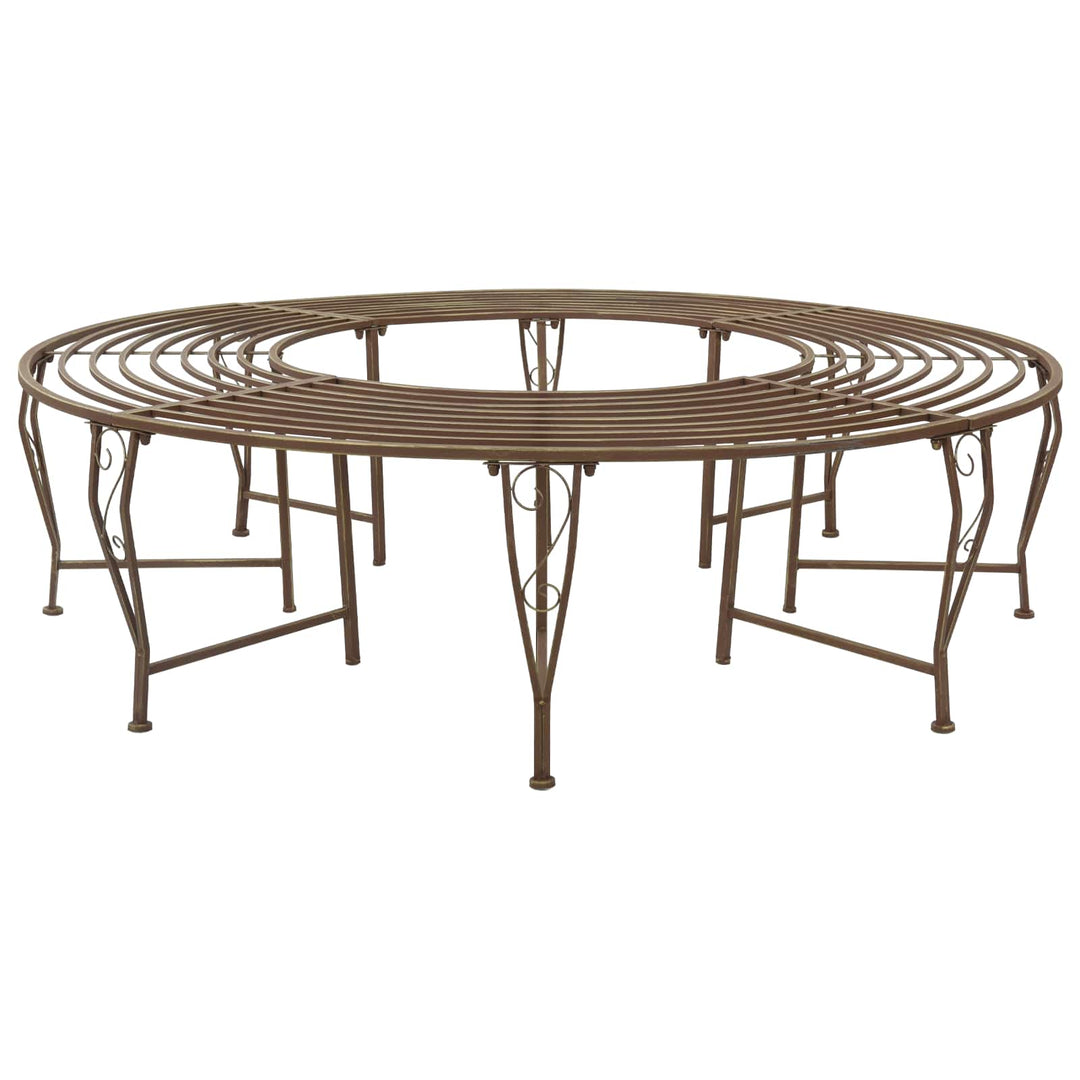 Trädbänk 8-Antal Sittplatser Ø 160 X 44 Cm Stål Antikbrun Rund