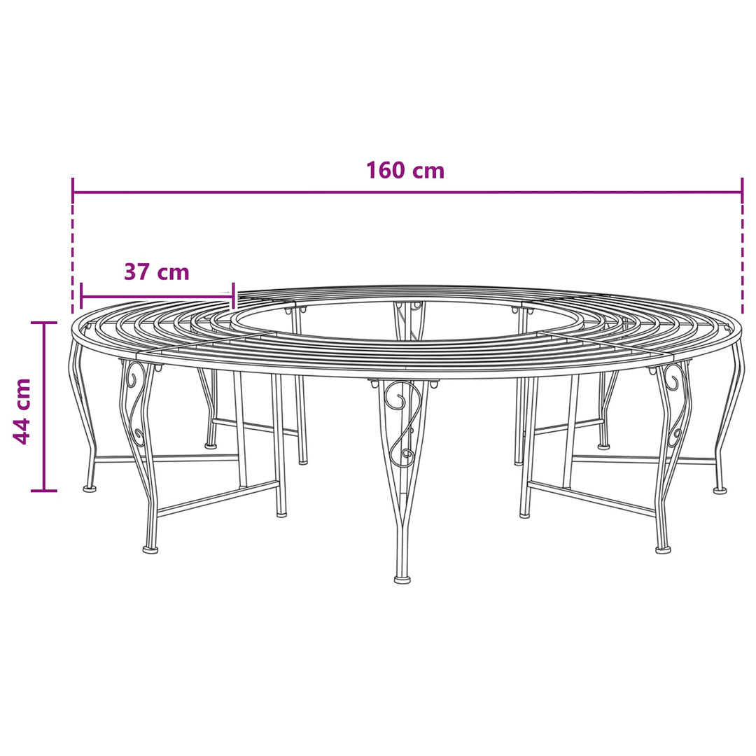 Trädbänk 8-Antal Sittplatser Ø 160 X 44 Cm Stål Antikbrun Rund