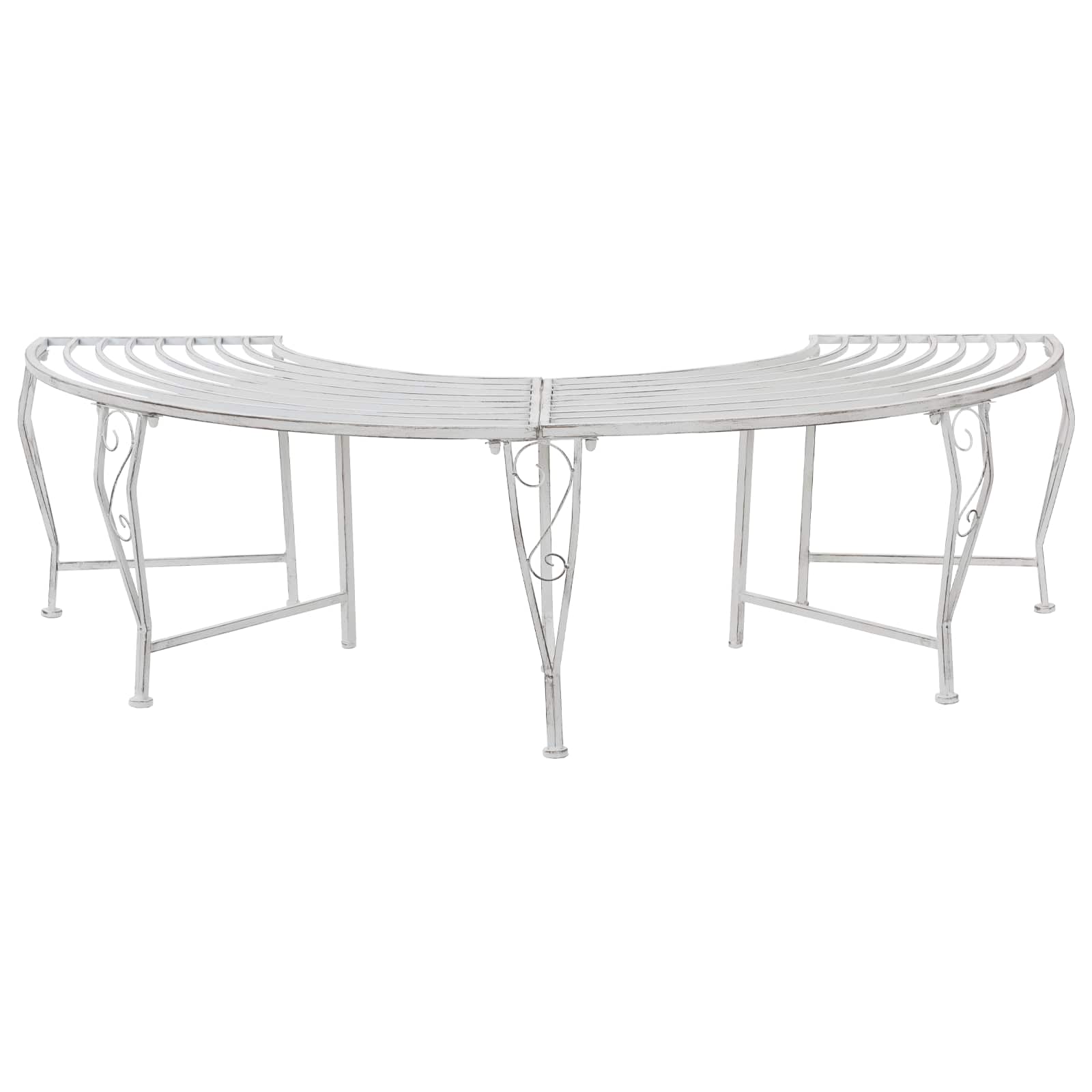 Trädbänk 4-Antal Sittplatser 160 X 80 X 44 Cm Stål Antik Vit