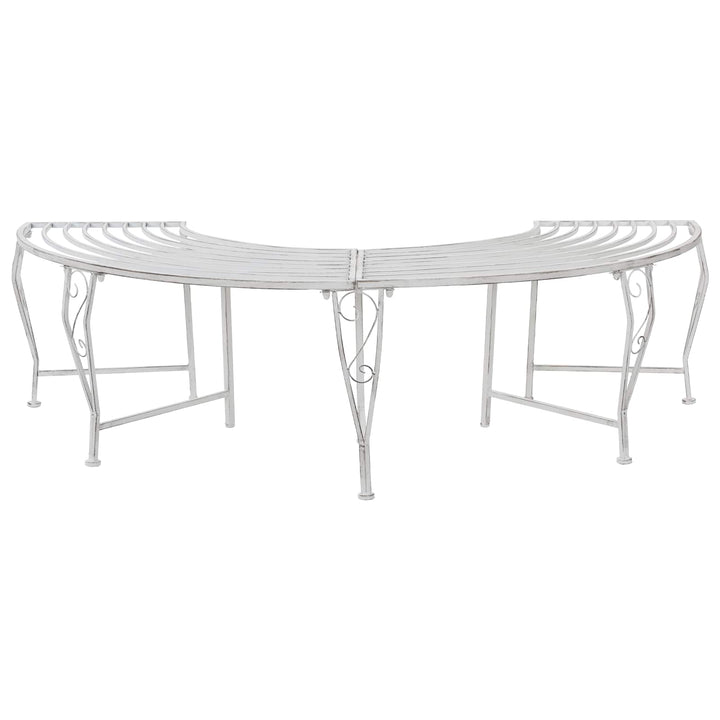 Trädbänk 4-Antal Sittplatser 160 X 80 X 44 Cm Stål Antik Vit