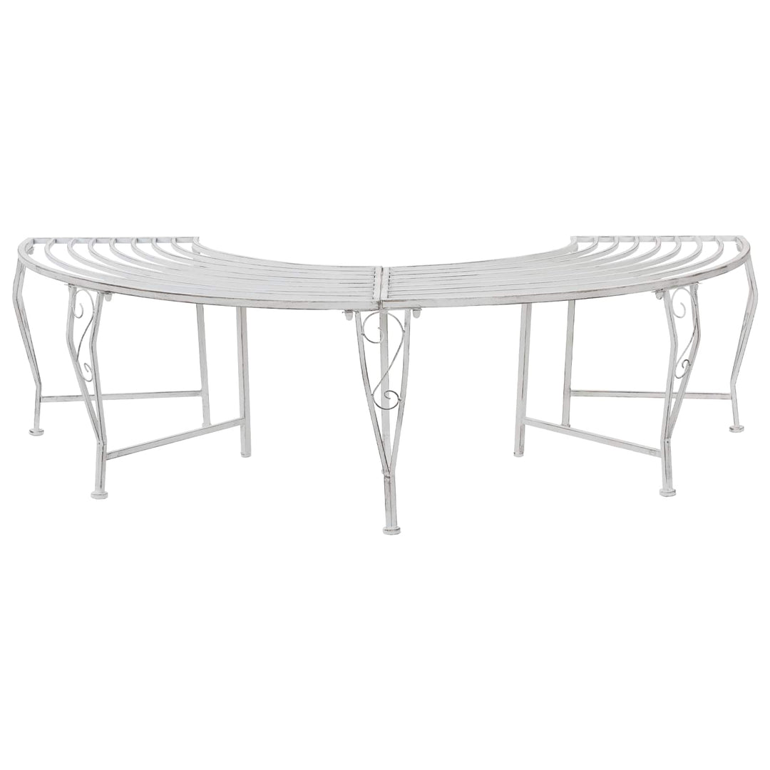 Trädbänk 4-Antal Sittplatser 160 X 80 X 44 Cm Stål Antik Vit