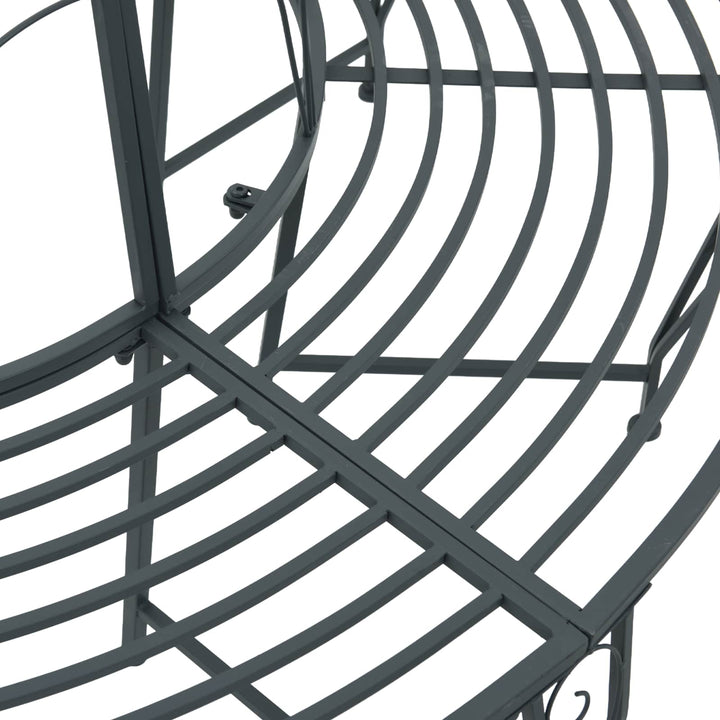 Trädbänk 8-Antal Sittplatser Ø 160 X 89 Cm Stål Silvergrå Rund