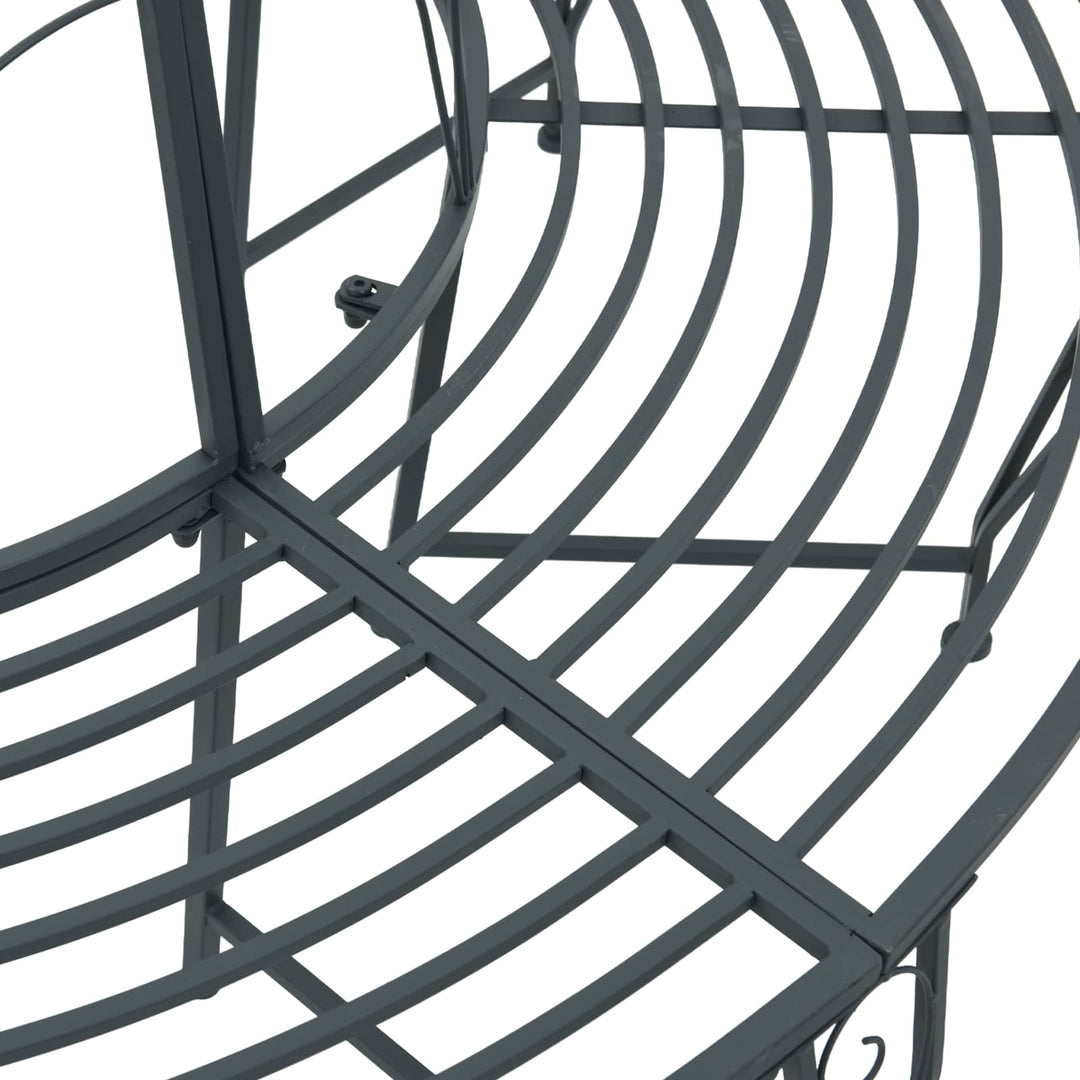 Trädbänk 8-Antal Sittplatser Ø 160 X 89 Cm Stål Silvergrå Rund