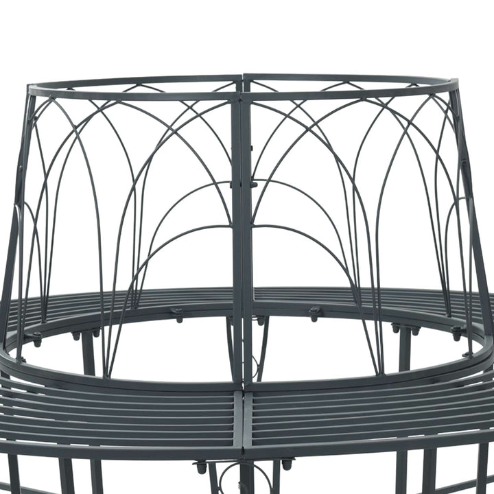Trädbänk 8-Antal Sittplatser Ø 160 X 89 Cm Stål Silvergrå Rund