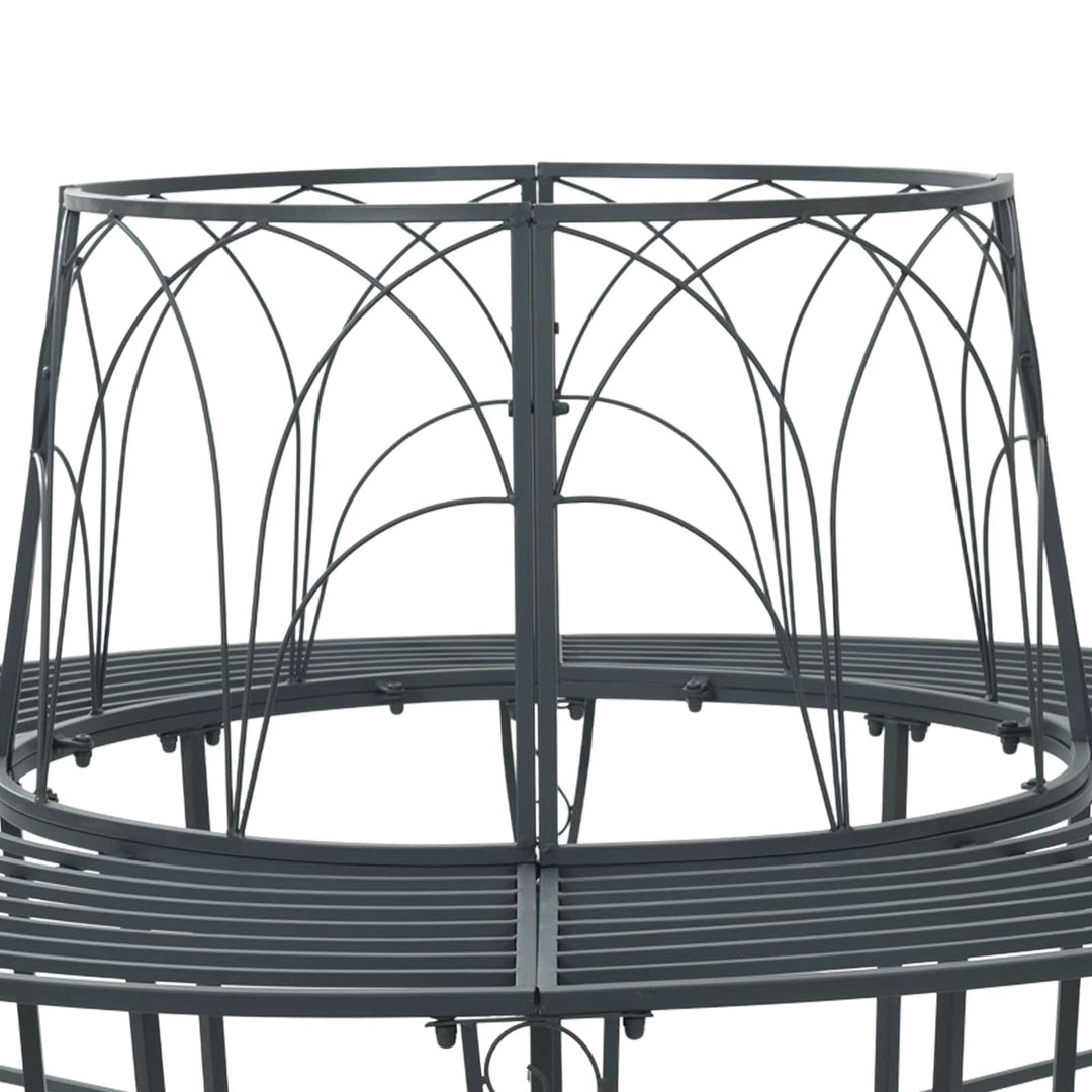 Trädbänk 8-Antal Sittplatser Ø 160 X 89 Cm Stål Silvergrå Rund