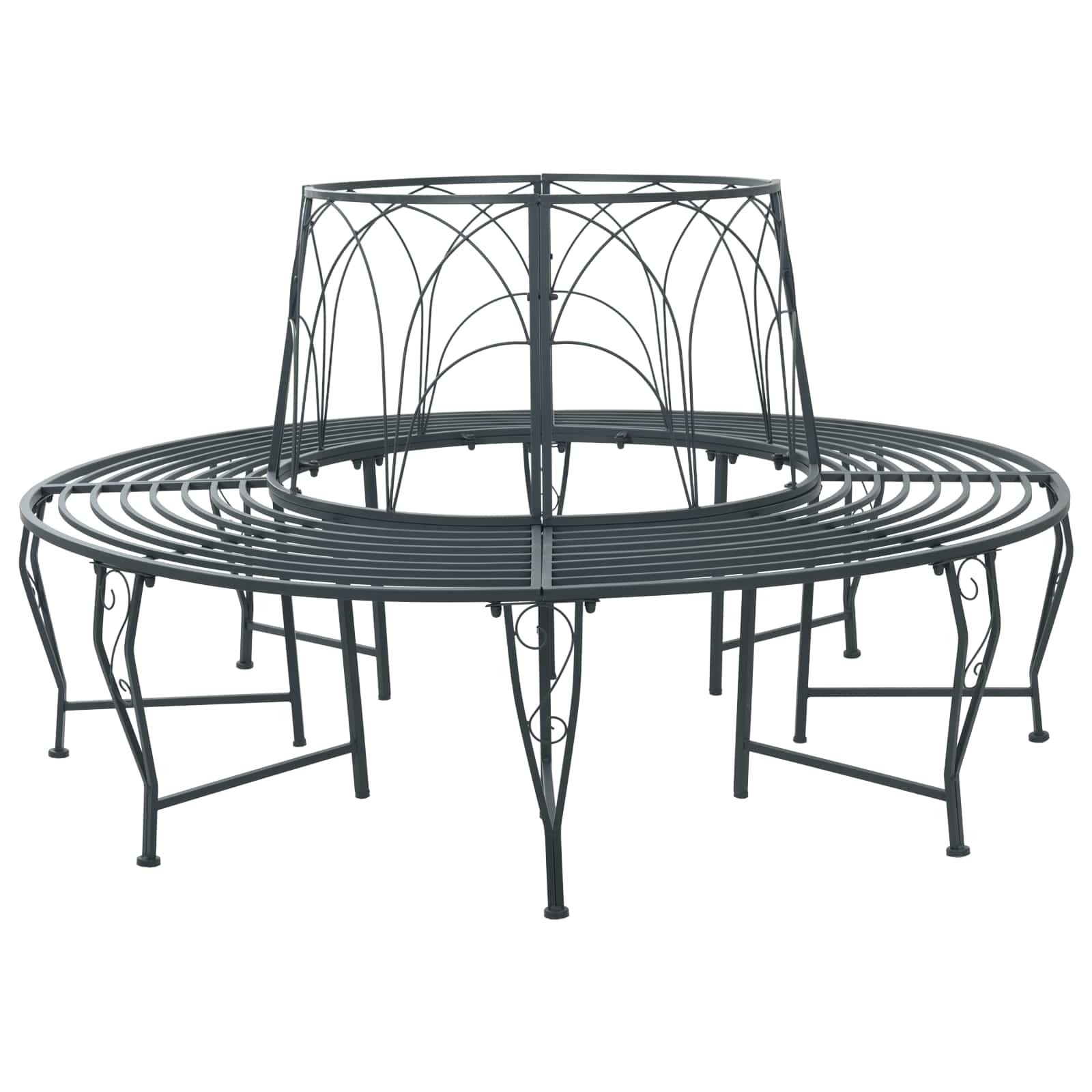 Trädbänk 8-Antal Sittplatser Ø 160 X 89 Cm Stål Silvergrå Rund