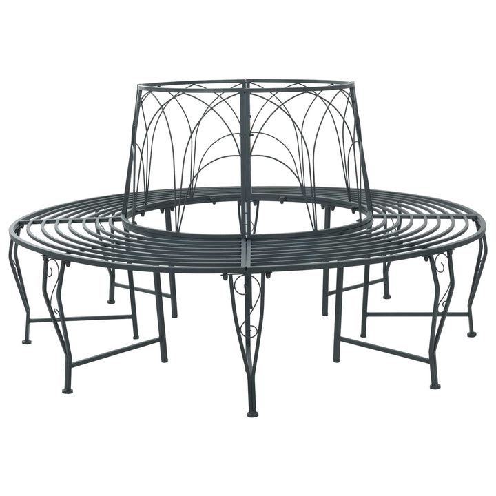 Trädbänk 8-Antal Sittplatser Ø 160 X 89 Cm Stål Silvergrå Rund