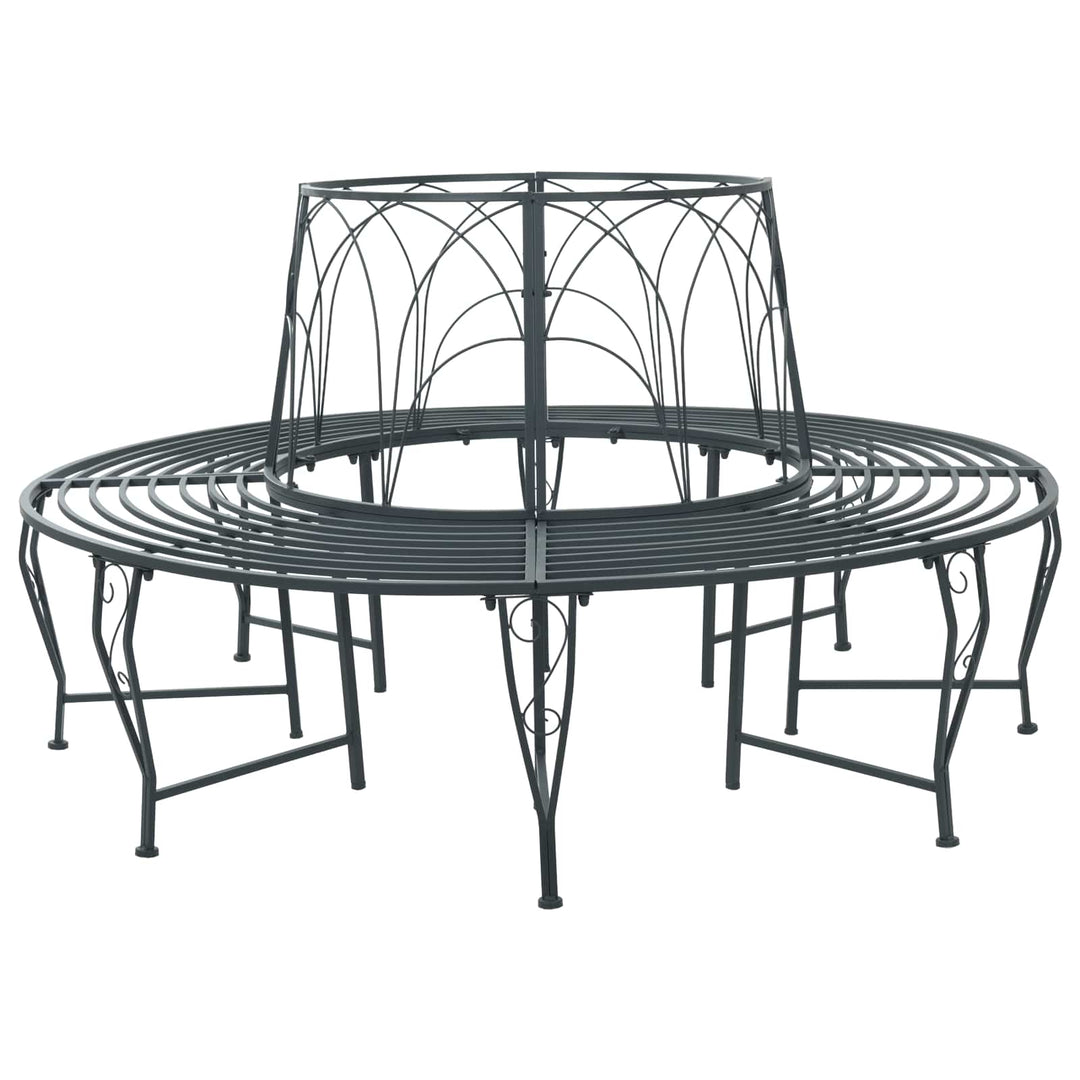 Trädbänk 8-Antal Sittplatser Ø 160 X 89 Cm Stål Silvergrå Rund