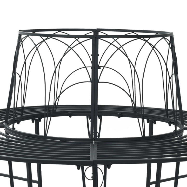 Trädbänk 8-Antal Sittplatser Ø 160 X 89 Cm Stål Svart Rund