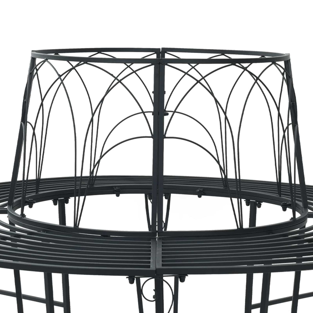 Trädbänk 8-Antal Sittplatser Ø 160 X 89 Cm Stål Svart Rund