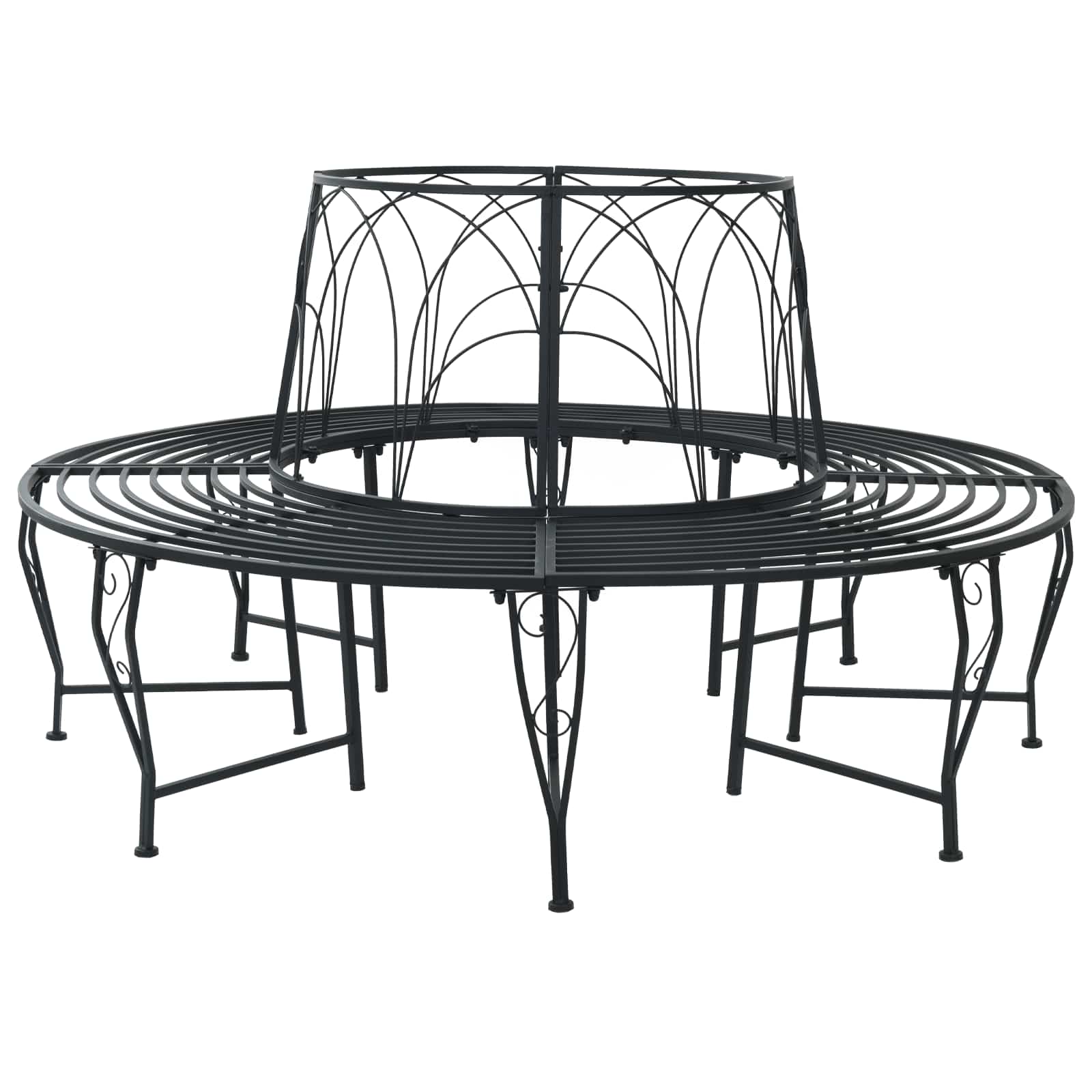 Trädbänk 8-Antal Sittplatser Ø 160 X 89 Cm Stål Svart Rund