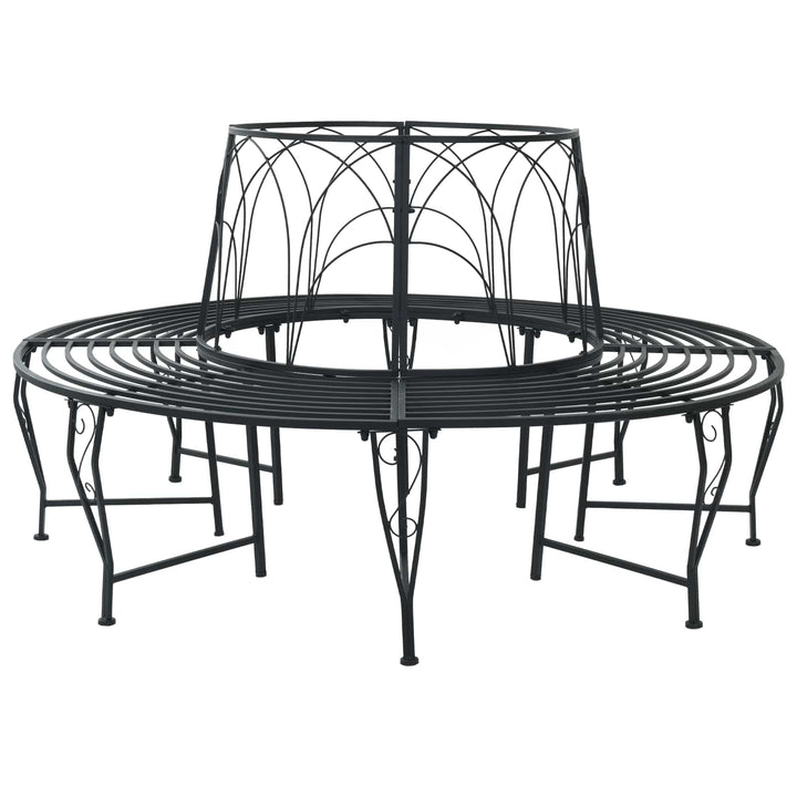 Trädbänk 8-Antal Sittplatser Ø 160 X 89 Cm Stål Svart Rund