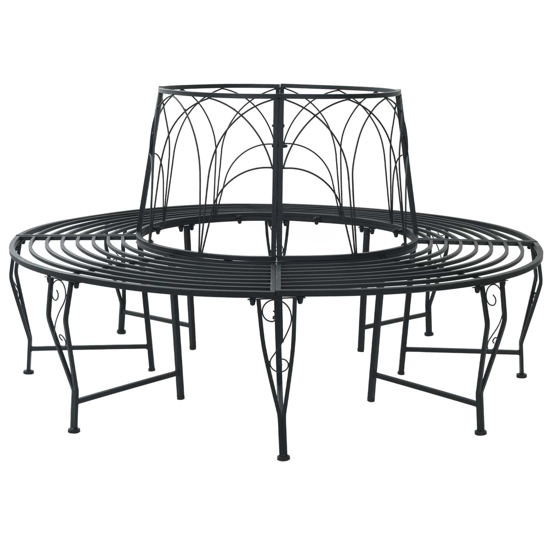 Trädbänk 8-Antal Sittplatser Ø 160 X 89 Cm Stål Svart Rund