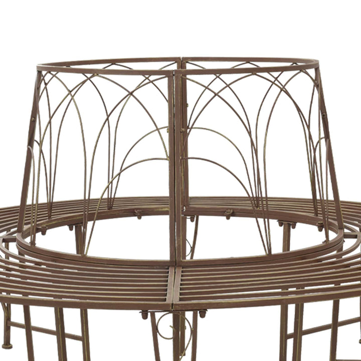 Trädbänk 8-Antal Sittplatser Ø 160 X 89 Cm Stål Antikbrun Rund