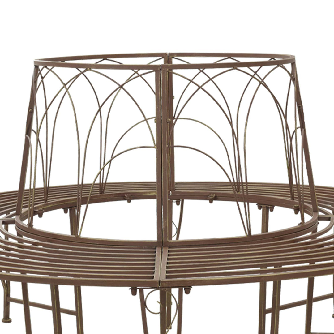 Trädbänk 8-Antal Sittplatser Ø 160 X 89 Cm Stål Antikbrun Rund