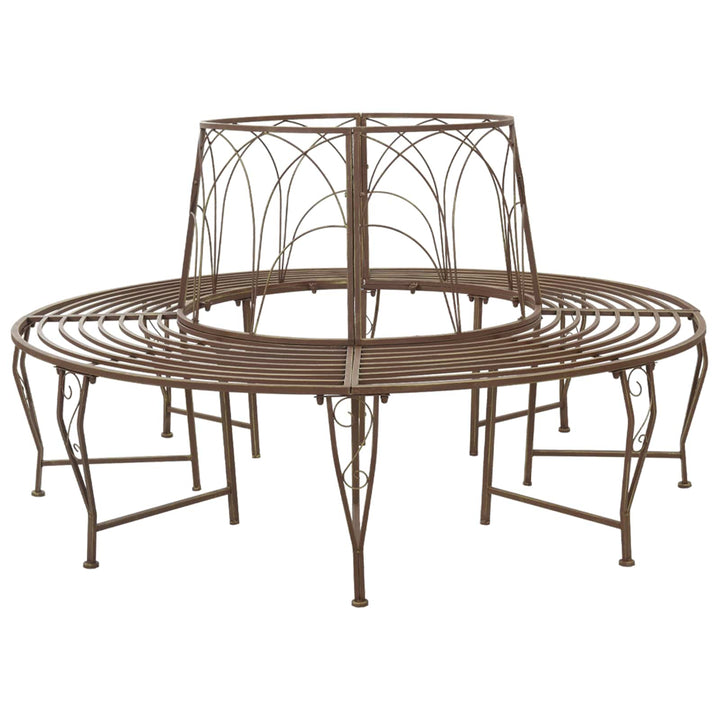 Trädbänk 8-Antal Sittplatser Ø 160 X 89 Cm Stål Antikbrun Rund