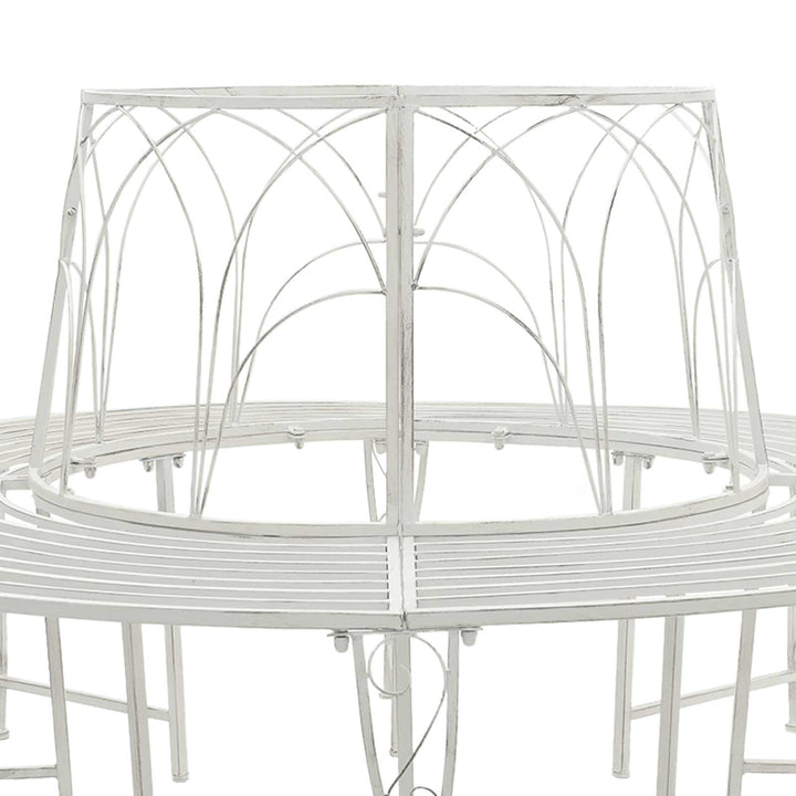 Trädbänk 8-Antal Sittplatser Ø 160 X 89 Cm Stål Antik Vit Rund