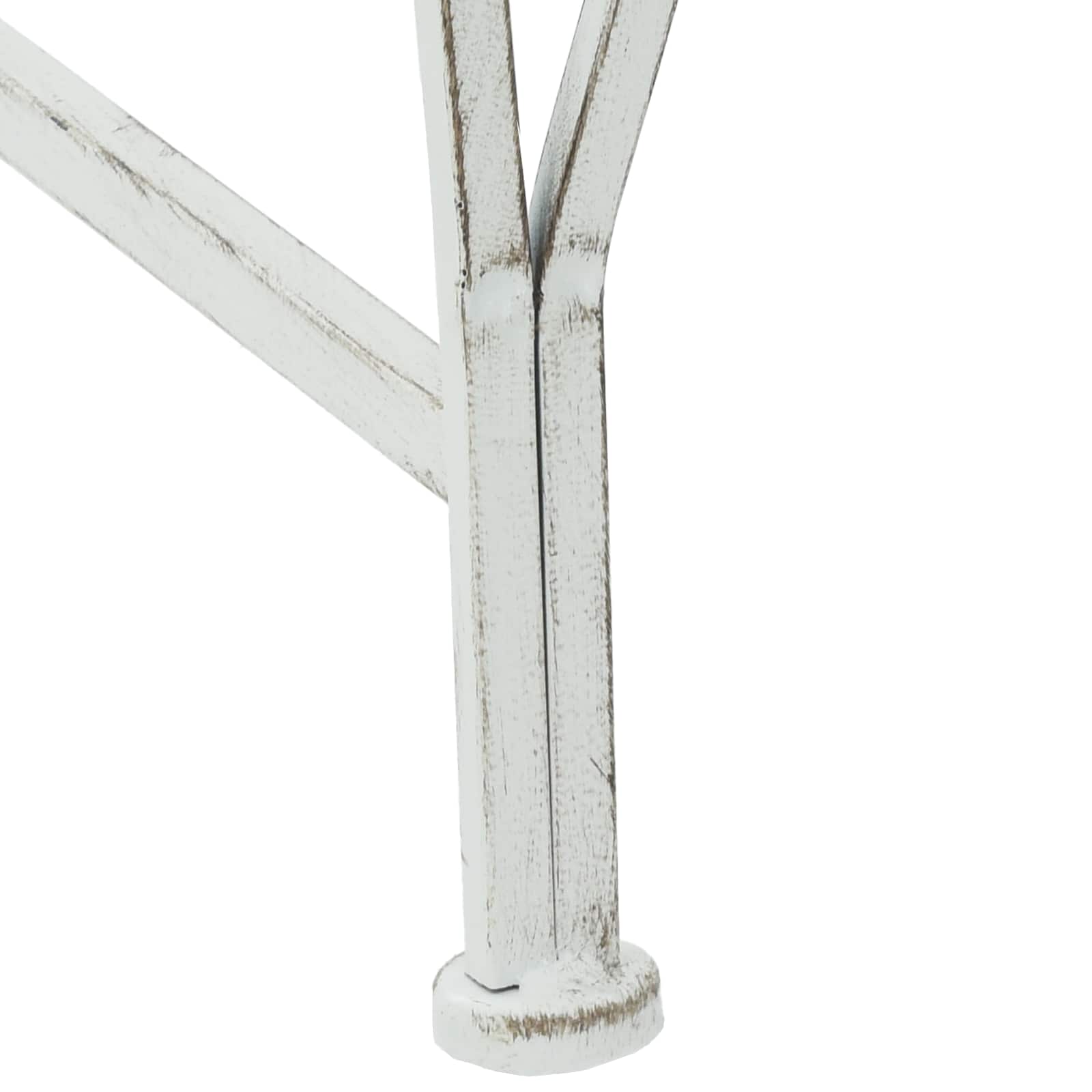 Trädbänk 4-Antal Sittplatser 160 X 80 X 89 Cm Stål Antik Vit