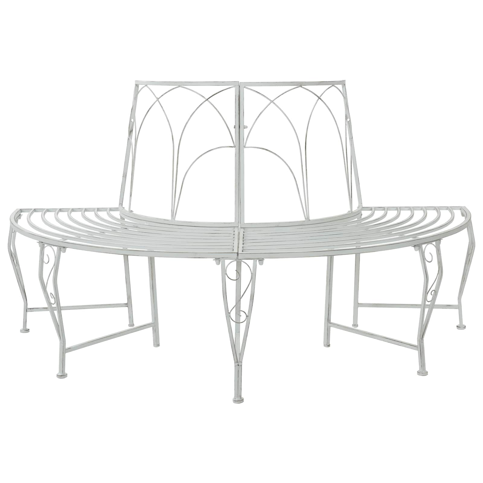 Trädbänk 4-Antal Sittplatser 160 X 80 X 89 Cm Stål Antik Vit