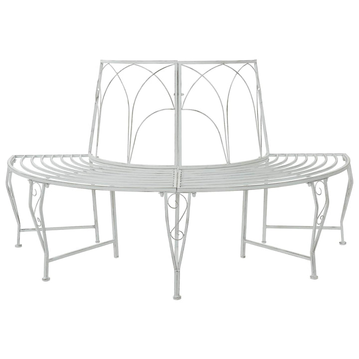 Trädbänk 4-Antal Sittplatser 160 X 80 X 89 Cm Stål Antik Vit