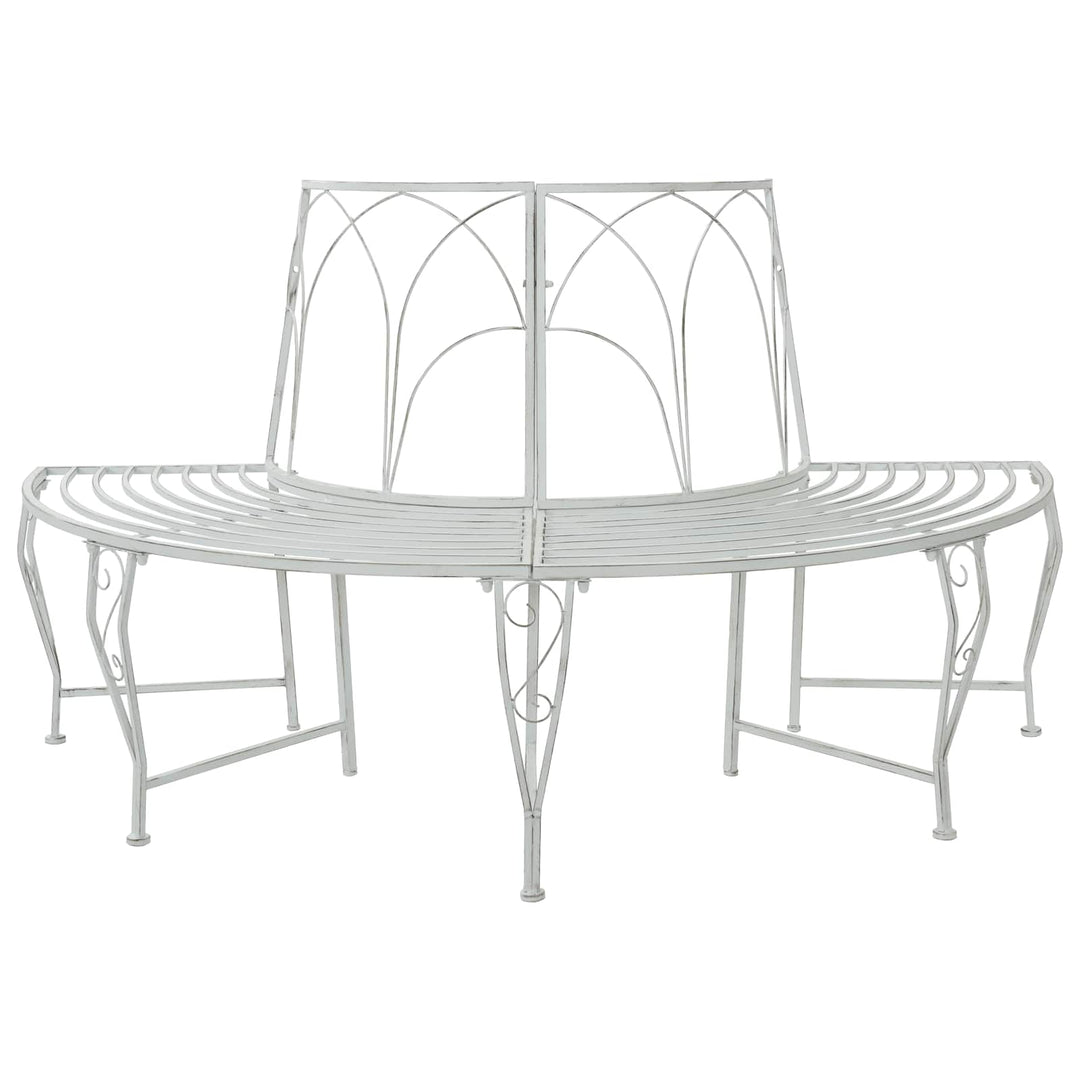 Trädbänk 4-Antal Sittplatser 160 X 80 X 89 Cm Stål Antik Vit