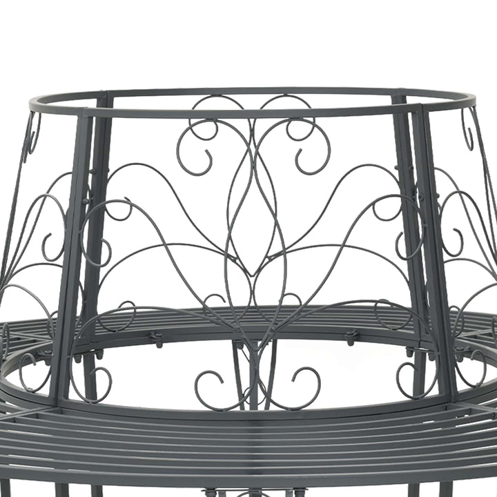 Trädbänk 8-Antal Sittplatser Ø 160 X 89 Cm Stål Silvergrå Rund