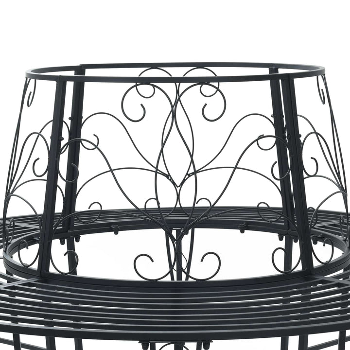 Trädbänk 8-Antal Sittplatser Ø 160 X 89 Cm Stål Svart Rund