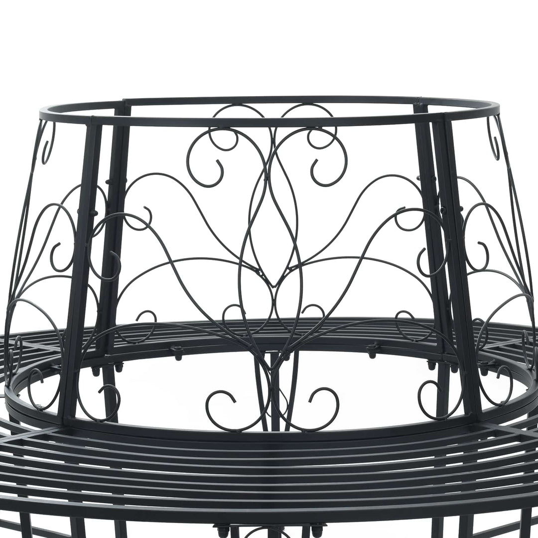 Trädbänk 8-Antal Sittplatser Ø 160 X 89 Cm Stål Svart Rund
